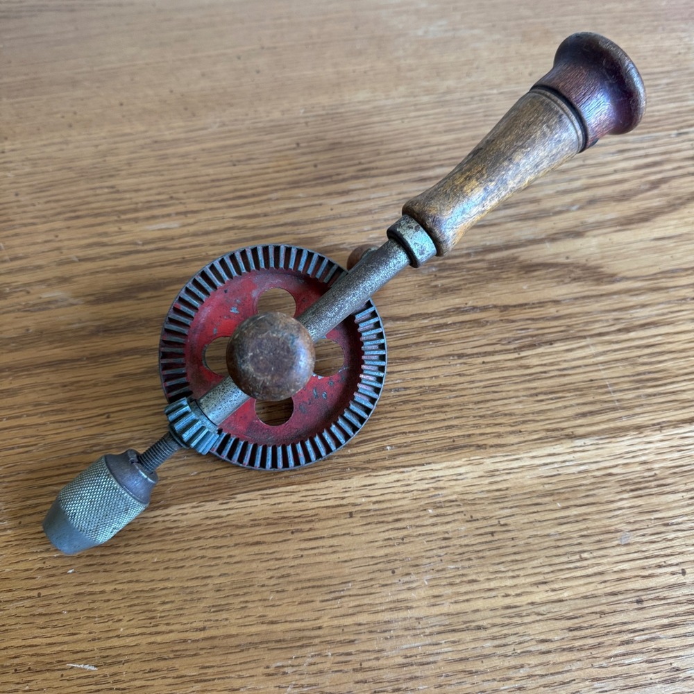 Vintage Dunlap Hand Drill Red‎ Wheel Made in USA